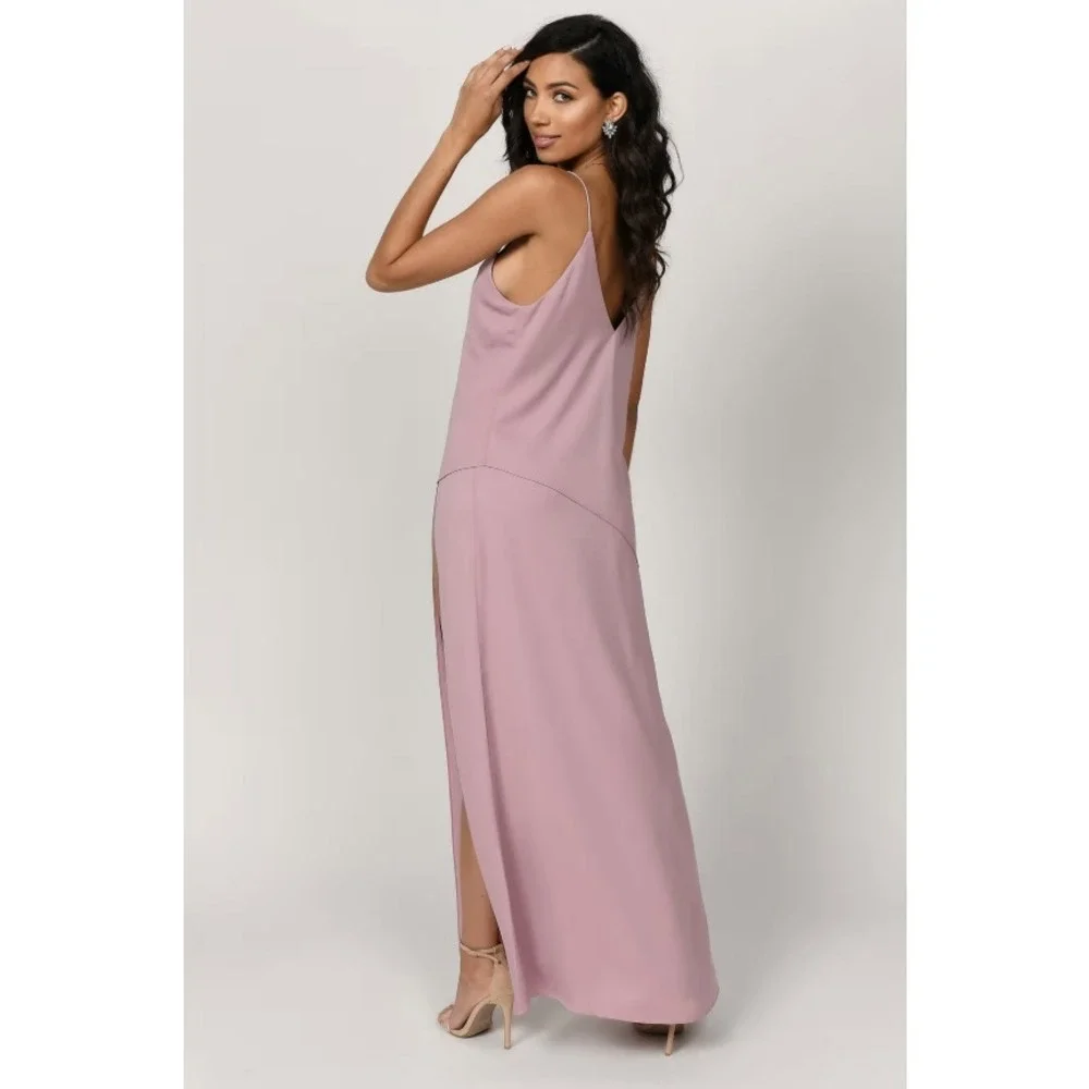 Tobi Womens Olivia Plunging High Slit Maxi Dress Small Rose Event Concert Chic